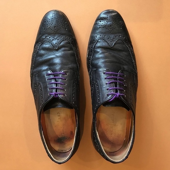 Cole Haan Black Leather Wingtip Brogue Oxfords, Size 10 - Picture 1 of 15